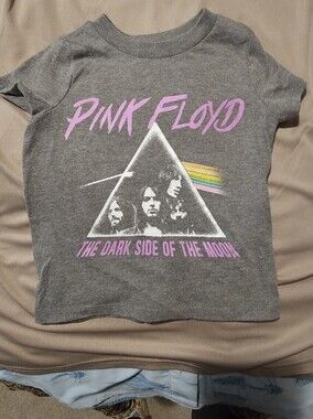 Pink Floyd Kids Gray Tee with Pink Logo and Rainbow Prism Sz 18M